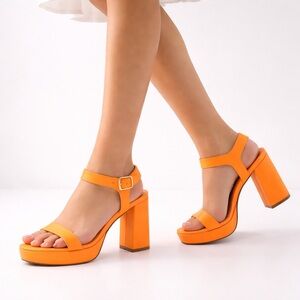 Dream Pairs Vibrant Orange Heeled Sandals